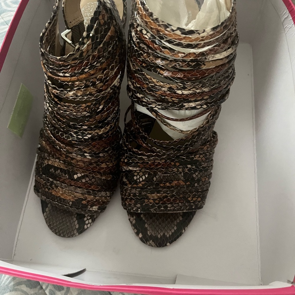 Vince Camuto Brown Tan Heeled Booties